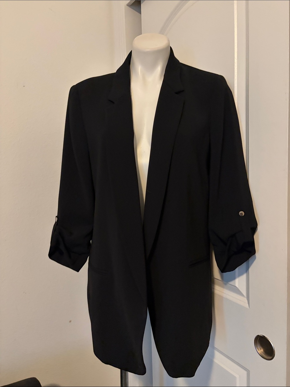 Zara Black Open-Front Draped Blazer